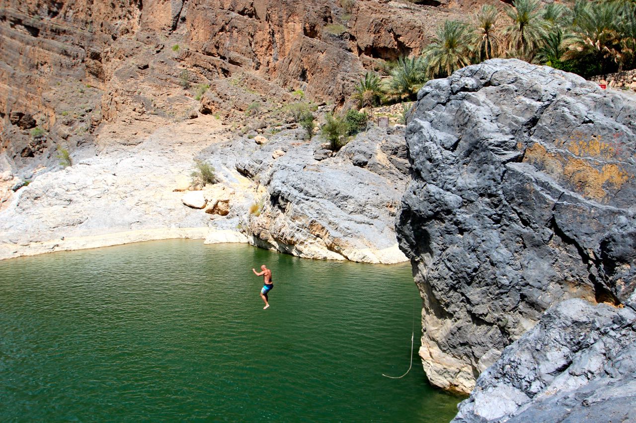 cliff diving in oman